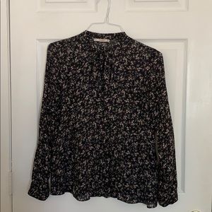 Pull & Bear Ditsy Vintage Floral Print Tie Blouse